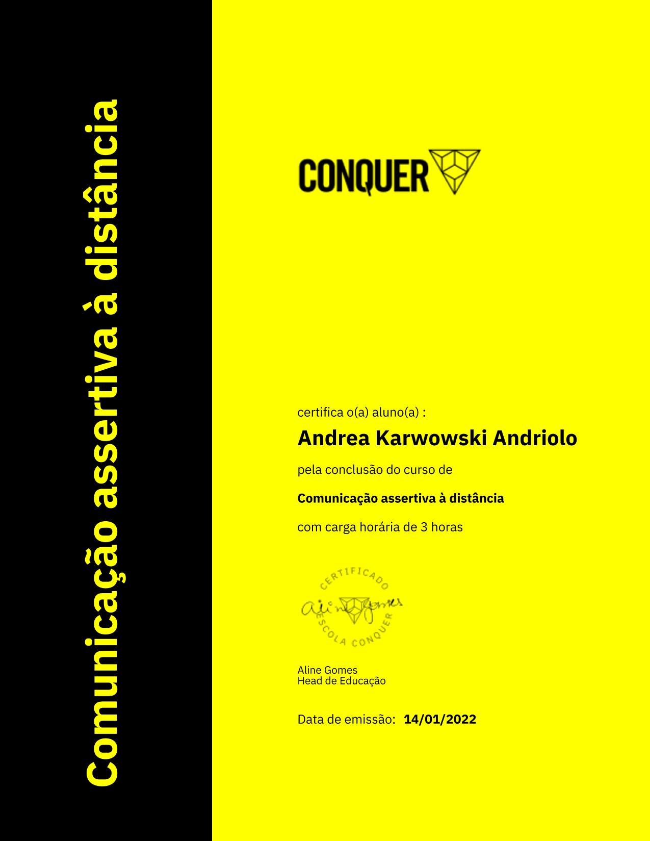 Certificado de Comunicação assertiva à distância